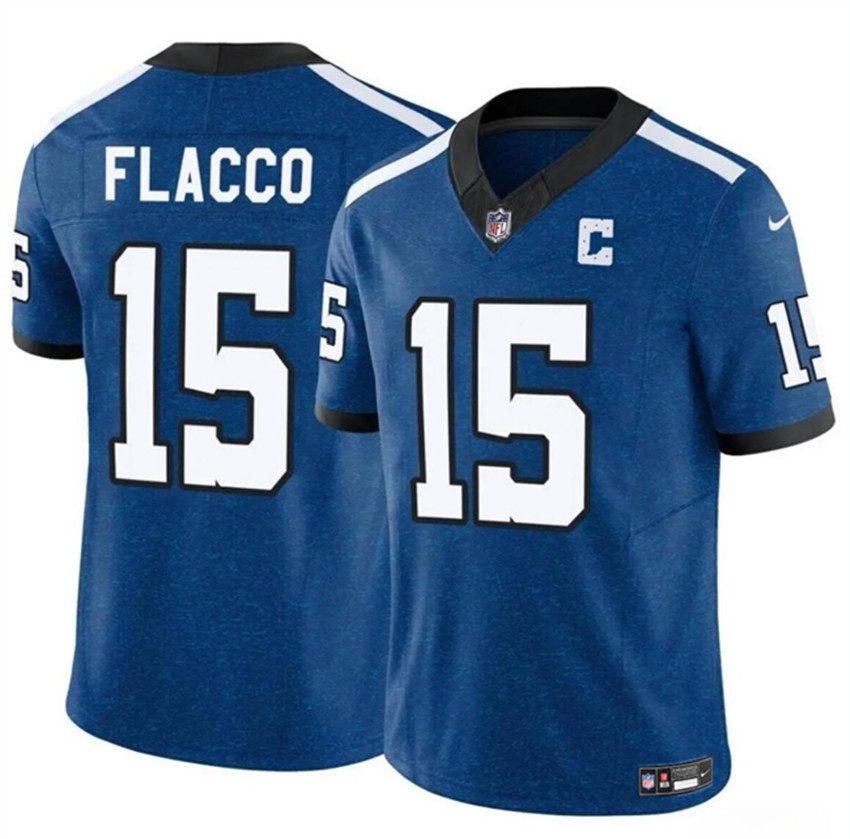Youth Blue Indianapolis Colts #15 Joe Flacco 2024 F.U.S.E Throwback Vapor Untouchable Limited Stitched Football Jersey